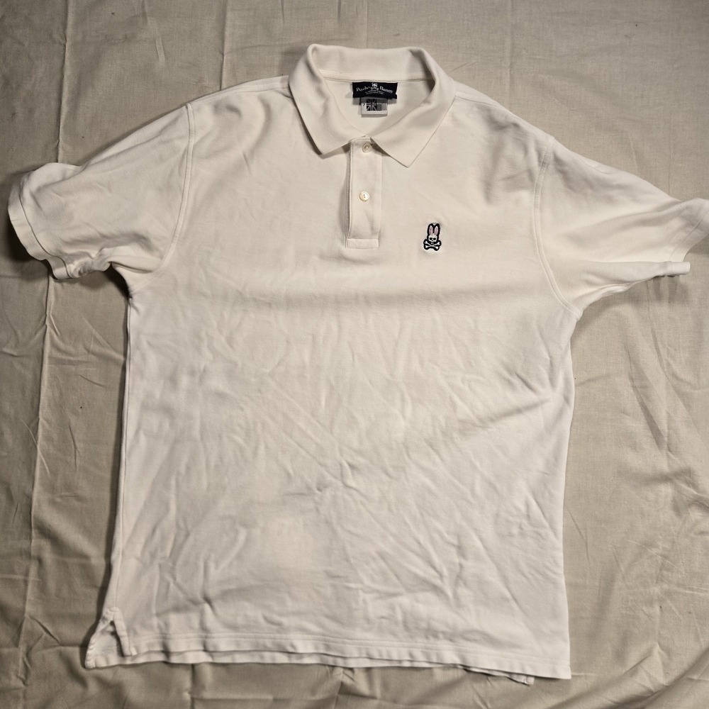 Psycho Bunny Polo Shirt Men's Sz 7 White Pima Cotton Robert Godley Short Sleeves
